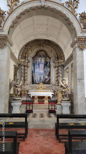 Esposende / Portugal - September 13, 2020: Inside the Church and House of Misericordia (Mercy Church), Chapel of Santo Cristo of the Mareantes (Good Jesus of the Seafarers).