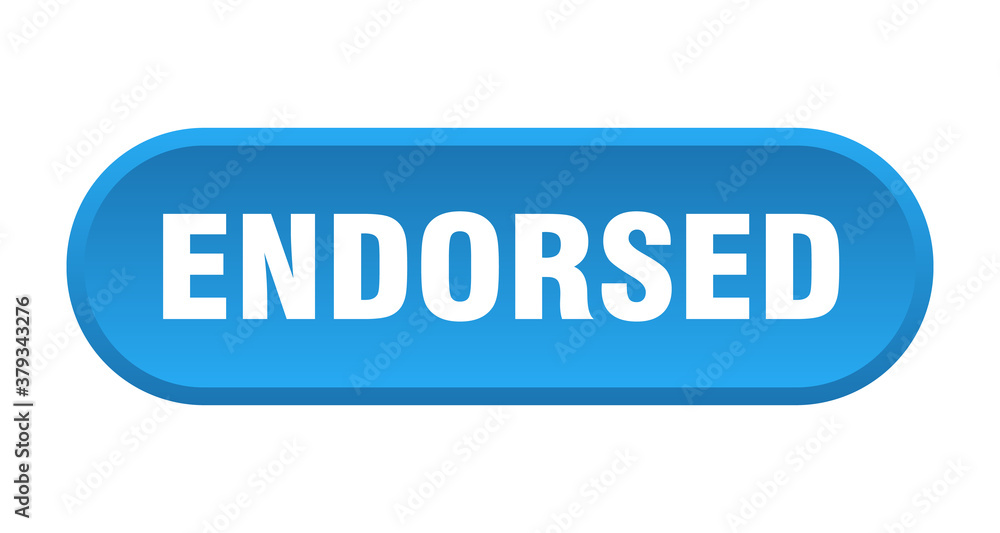 endorsed button. rounded sign on white background endorsed button. rounded sign on white background