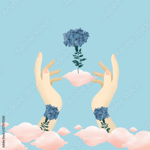 Hands holding a plant