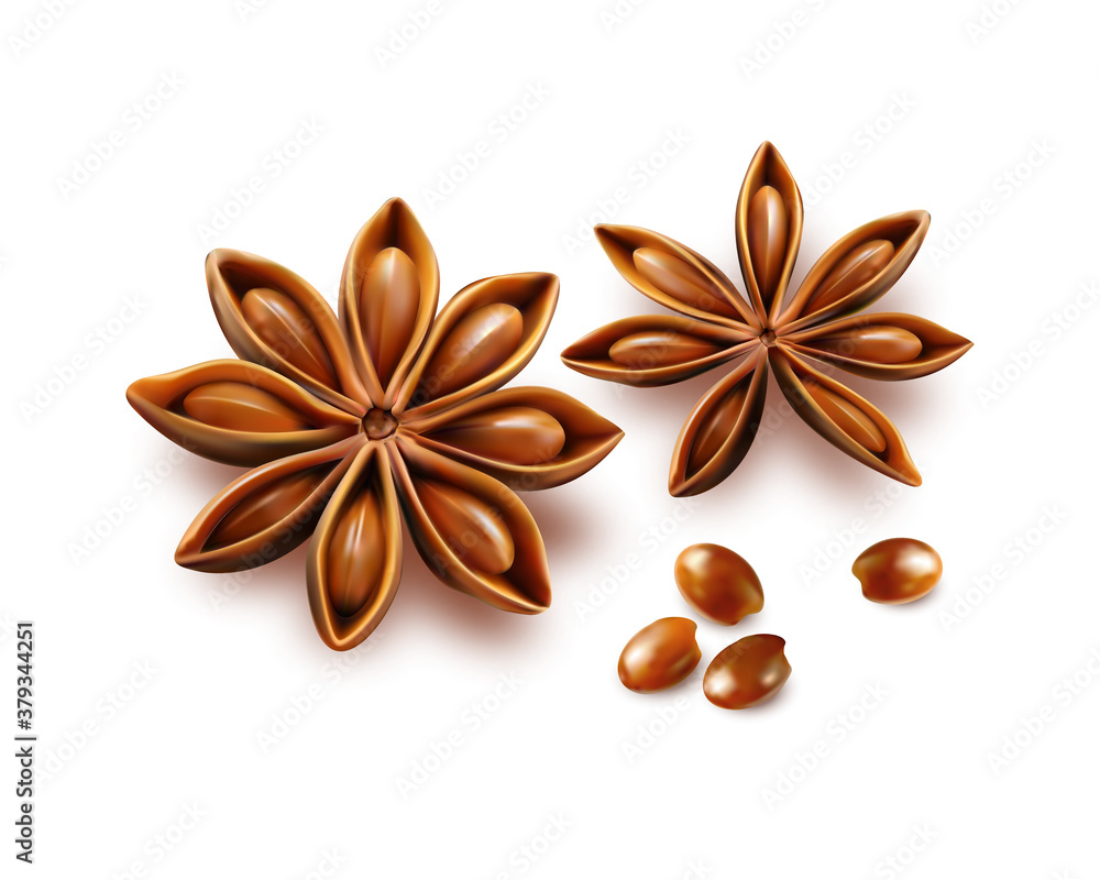 Anise stars isolated on white background Anise stars isolated on white background