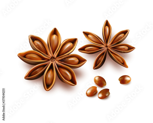 Anise stars isolated on white background