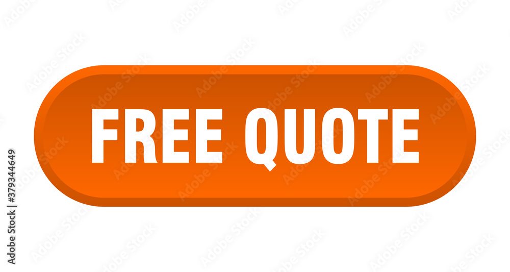 free quote button. rounded sign on white background