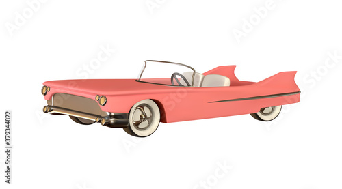 Retro car convertible realistic. Luxury vintage car 3d object isolated on white background. Vector illustration