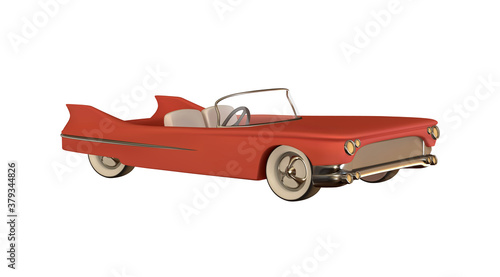 Retro car convertible realistic. Luxury vintage car 3d object isolated on white background. Vector illustration