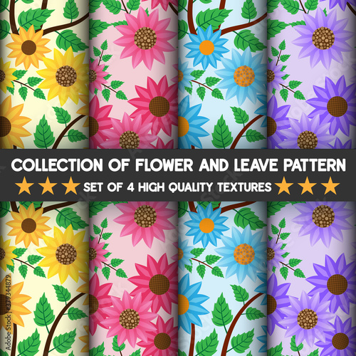 Beautiful nature of flower and leave high quality textures pattern and seamless. Vector illustration