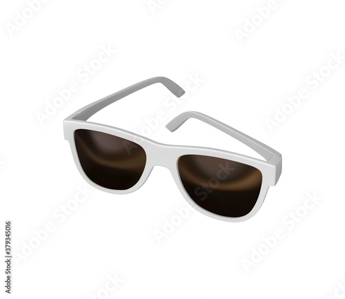 Realistic 3d fashion Sunglasses. Isolated on white background. White Glasses for men and women. Vector illustration.