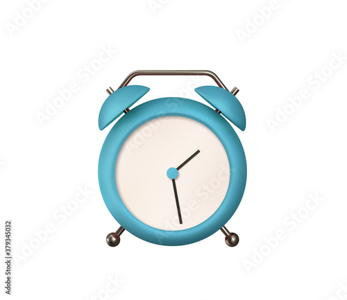 Realistic Table Сlock. 3d alarm clock. Classic timer time. Isolated on white background. Vector illustration
