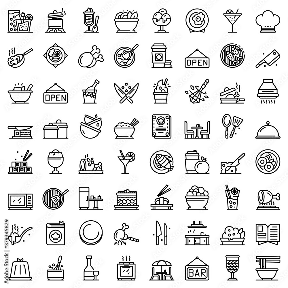 Restaurant icons set. Outline set of restaurant vector icons for web design isolated on white background Restaurant icons set. Outline set of restaurant vector icons for web design isolated on white background