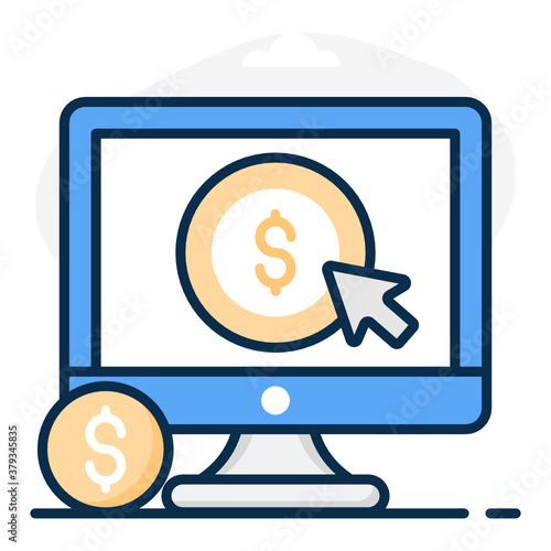 
Dollar with pointing arrow, a concept of pay per click icon
