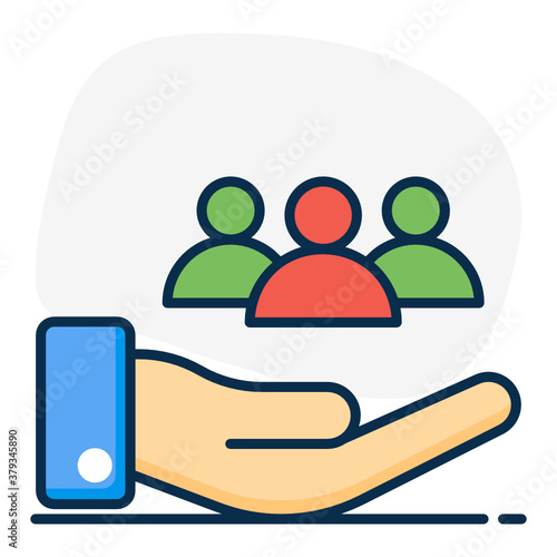 
A flat vector design of social participation icon
