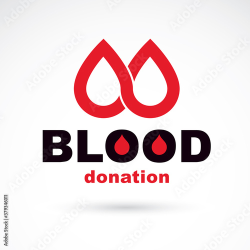 Donate blood inscription isolated on white. Save life conceptual graphic illustration. Medical care symbol.