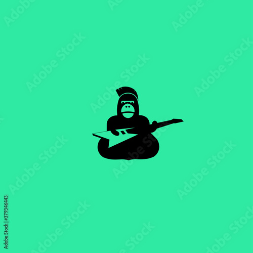 
Illustration of a character with the concept of a Rockstar gorilla playing guitar, can be used for logos or metal clothing characters.
