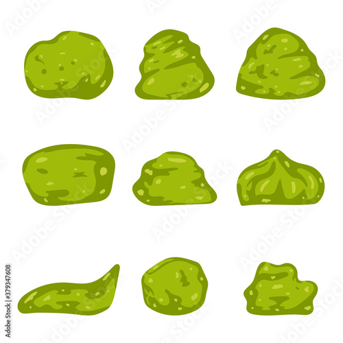 Wasabi paste vector cartoon set isolated on a white background.