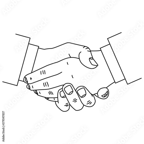 Handshake vector line icon isolated on a white background.