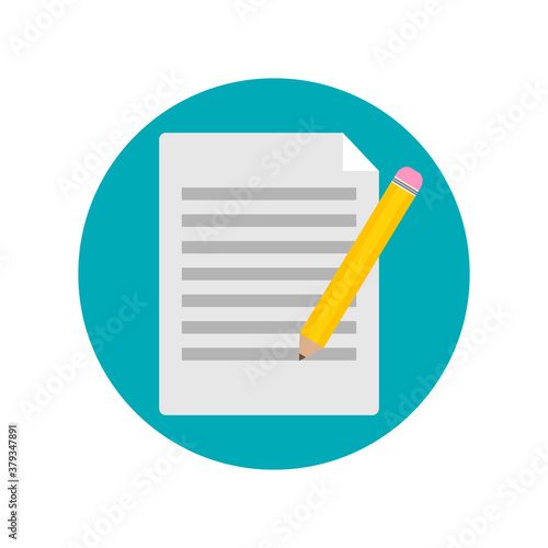 Vector Form with Pen and Checklist Icon isolated on white background. Vector illustration.
