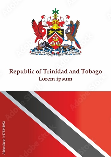 Flag of Trinidad and Tobago, Republic of Trinidad and Tobago. Bright, colorful vector illustration.