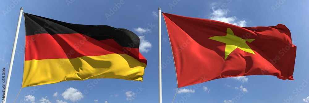 National flags of Germany and Vietnam, 3d rendering National flags of Germany and Vietnam, 3d rendering