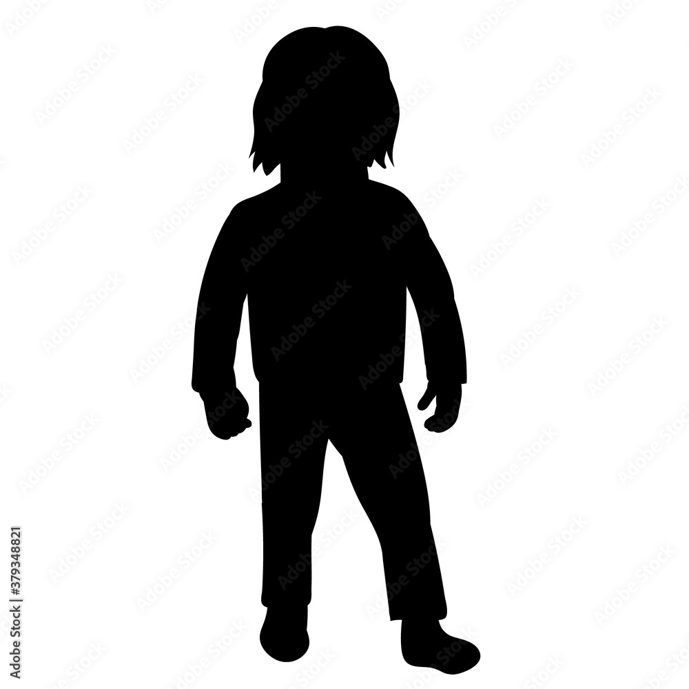 vector, white background, black silhouette, child