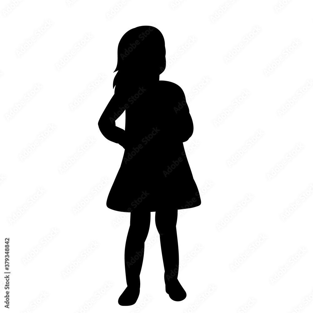 white background, black silhouette of a little girl in a dress white background, black silhouette of a little girl in a dress