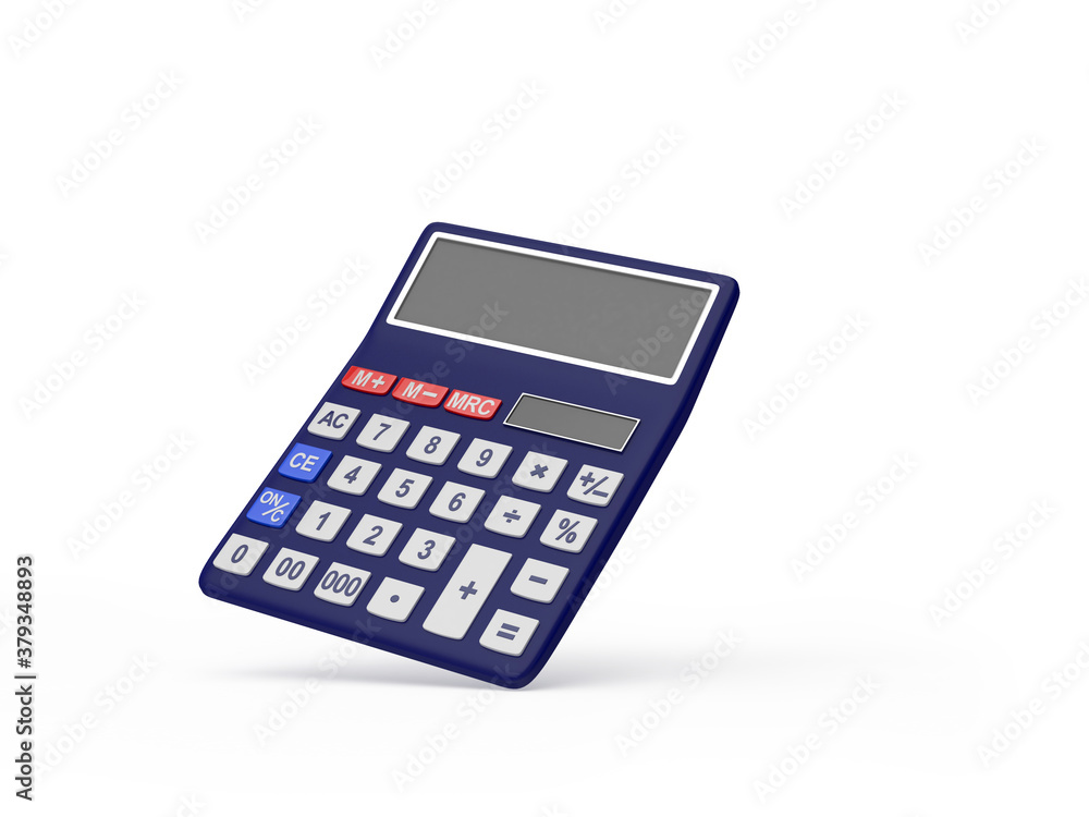 Calculator as office equipment isolated on white background. 3D illustration Calculator as office equipment isolated on white background. 3D illustration