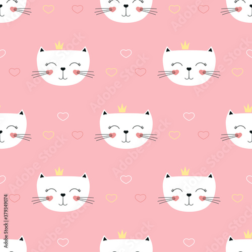 Wallpaper Mural cute princess cats seamless pattern, vector illustration Torontodigital.ca