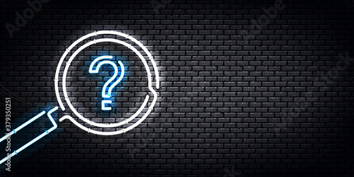 Vector realistic isolated neon sign of Question flyer logo for template decoration and covering on the wall background. Concept of trivia night and quiz.