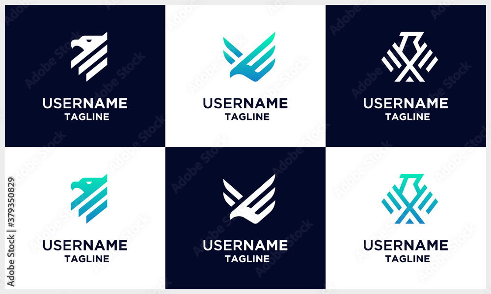 set of Falcon, hawk, eagle strong monogram logo design template set of Falcon, hawk, eagle strong monogram logo design template