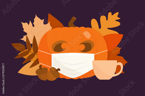 coronavirus medical mask Halloween pumpkin autumn