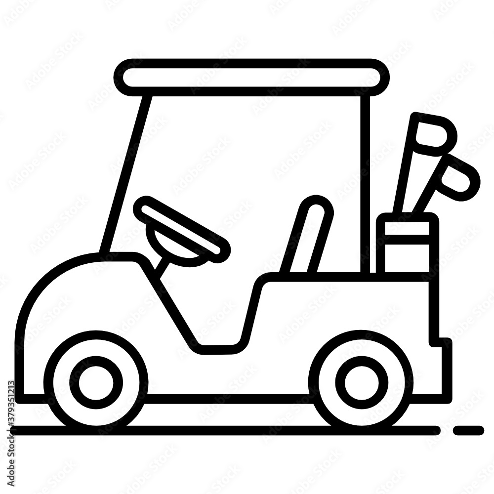 Icon of golf cart in flat vector design
Icon of golf cart in flat vector design
