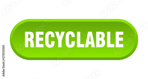 recyclable button. rounded sign on white background