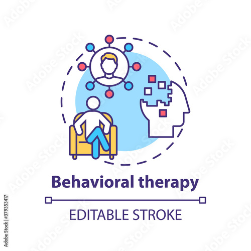 Behavioral therapy concept icon. Mental health disorders treatment idea thin line illustration. Self-destructive, unhealthy behavior change. Vector isolated outline RGB color drawing. Editable stroke