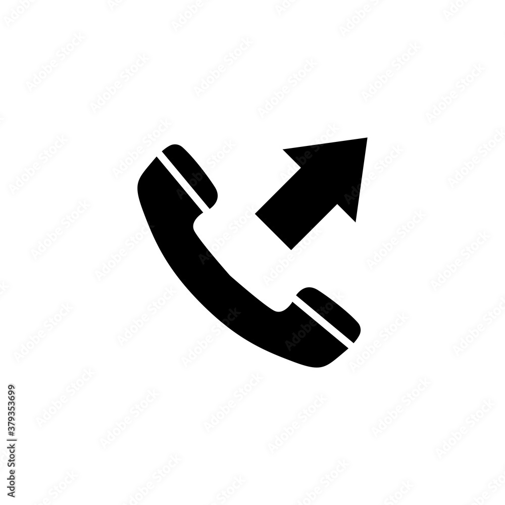 Outgoing Call, Phone Handset with Arrow. Flat Vector Icon illustration. Simple black symbol on white background. Outgoing Call, Handset with Arrow sign design template for web and mobile UI element. Outgoing Call, Phone Handset with Arrow. Flat Vector Icon illustration. Simple black symbol on white background. Outgoing Call, Handset with Arrow sign design template for web and mobile UI element.