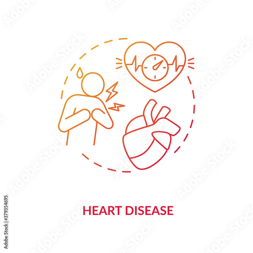 Heart disease concept icon. Energy drinks negative side effects idea thin line illustration. Abnormal rhythm. Stroke mortality. Blood pressure raise. Vector isolated outline RGB color drawing