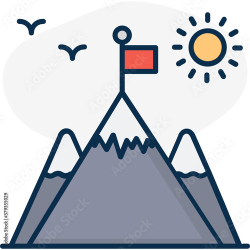 
Flag on hill station showing mountain top concept vector 
