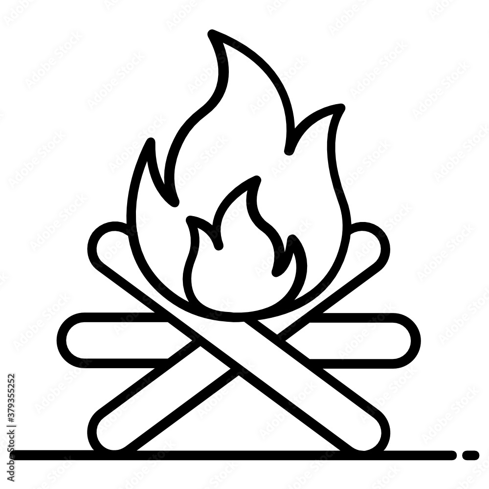 Campfire icon in flat design, open air fire
Campfire icon in flat design, open air fire