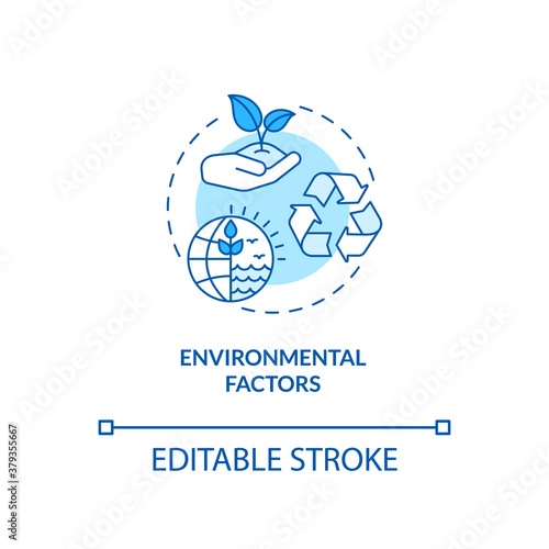 Environmental factors concept icon. PESTEL analysis. Cooperation with one eco goal. Natural communication idea thin line illustration. Vector isolated outline RGB color drawing. Editable stroke