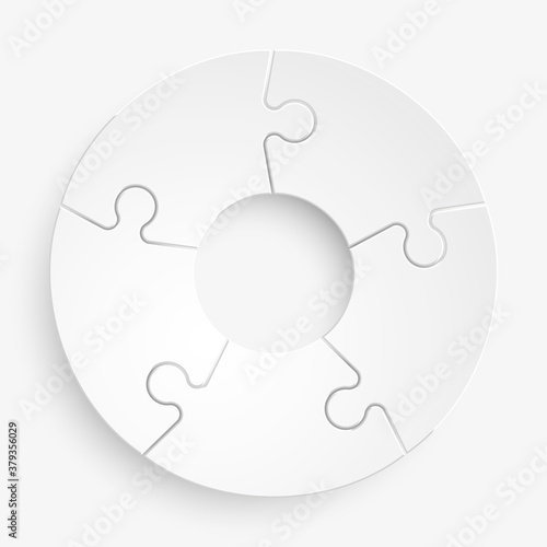 Five sided 3d puzzle presentation infographic template with explanatory text field for business statistics