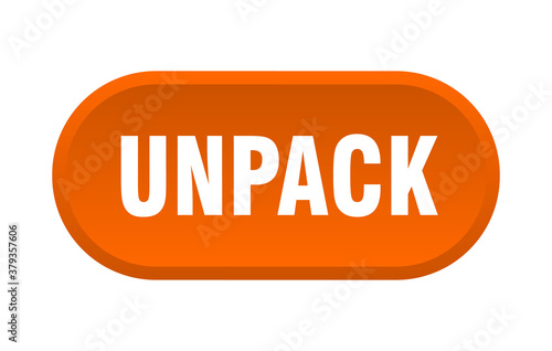 unpack button. rounded sign on white background
