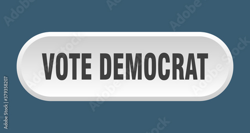 vote democrat button. rounded sign on white background