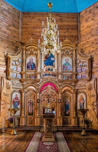 Ancient wooden building of the Orthodox Church in the village. Church of St. Peter the Long-suffering (Kalnishevsky)
