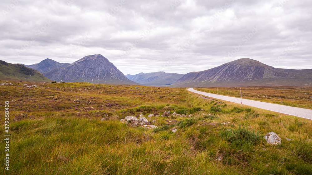 View to the Glencoe Mountain at the A82 in Scotland