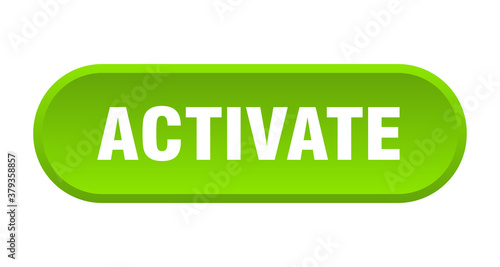activate button. rounded sign on white background photo