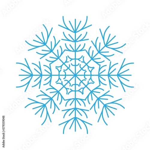  Amazing blue snowflake isolated on a white background. Winter decor elements for postcards, wrapping paper, banner, magazine and more. Stock vector illustration for decoration and design