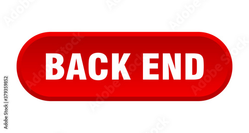 back end button. rounded sign on white background