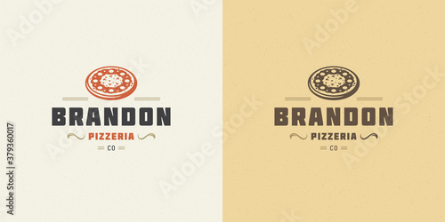 Pizzeria logo vector illustration pizza silhouette good for restaurant menu and cafe badge