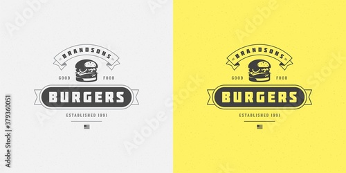 Burger logo vector illustration hamburger silhouette good for restaurant menu and cafe badge