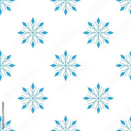 Graceful seamless pattern from cute snowflakes on a white background. Winter elements in a flat style for cards, wrapping paper, fabric, wallpaper and more. Stock vector illustration for design 