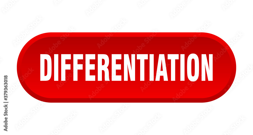 differentiation button. rounded sign on white background
