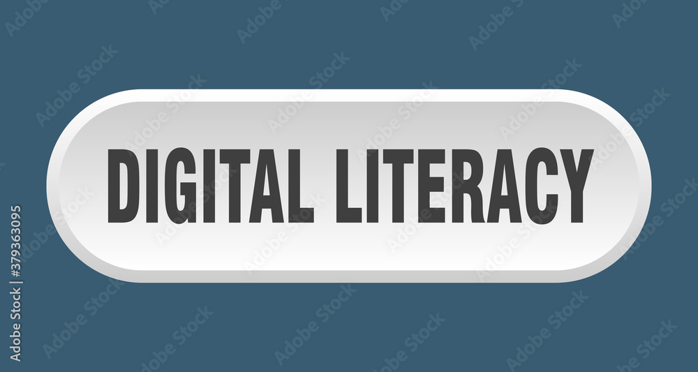 digital literacy button. rounded sign on white background