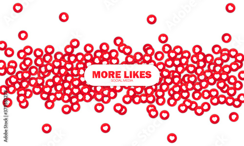 More likes icon. Hearts. Like. Social network, media concept. Vector on isolated white background. EPS 10